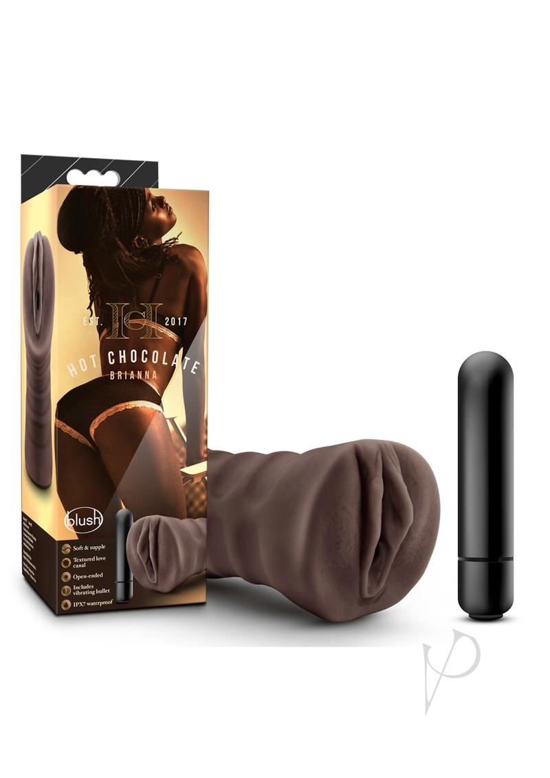 M for Men Vibrating Masturbator with Bullet - Pussy - Caramel