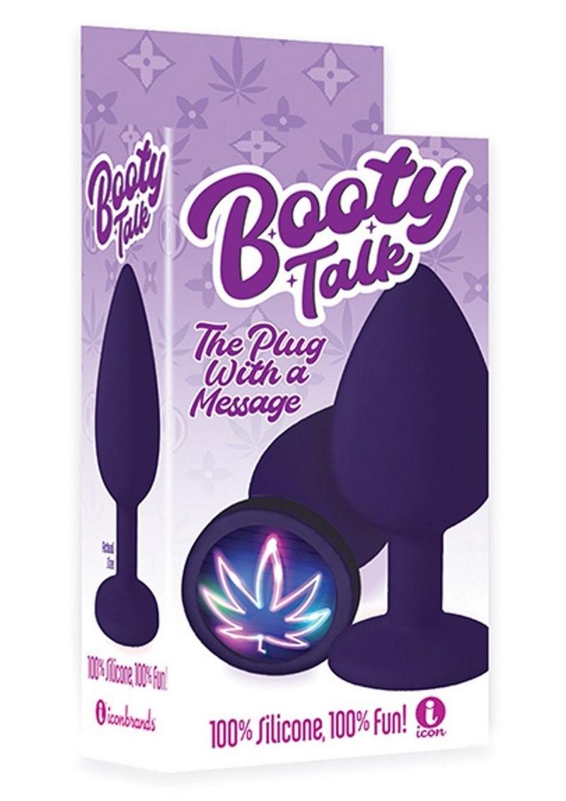 The 9's - Booty Talk Silicone Butt Plug Neon Leaf - Purple