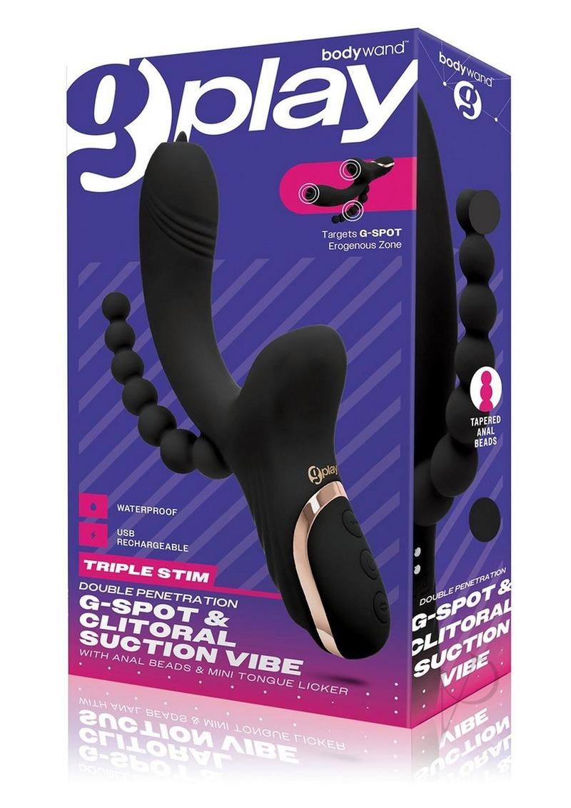 Bodywand G-Play Rechargeable Silicone G-Spot & Suction Vibrator with Anal Beads