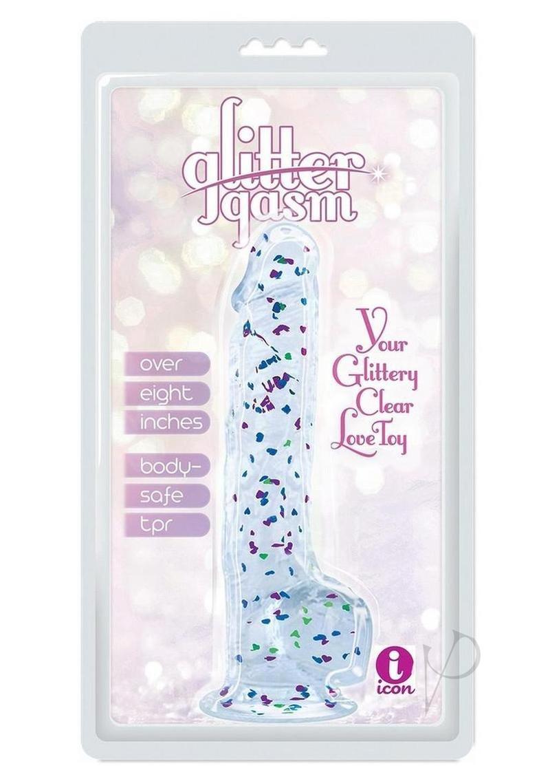 Glittergasm Realistic Clear Dildo with Balls and Suction Cup