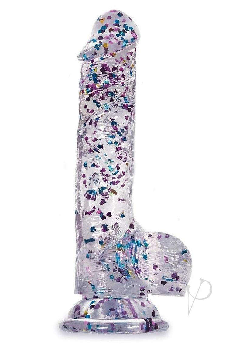 Glittergasm Realistic Clear Dildo with Balls and Suction Cup