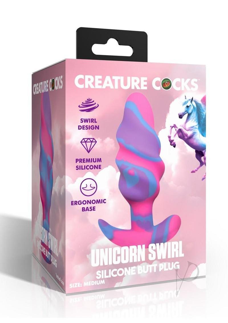 Creature Cocks Unicorn Swirl Silicone Butt Plug - Medium