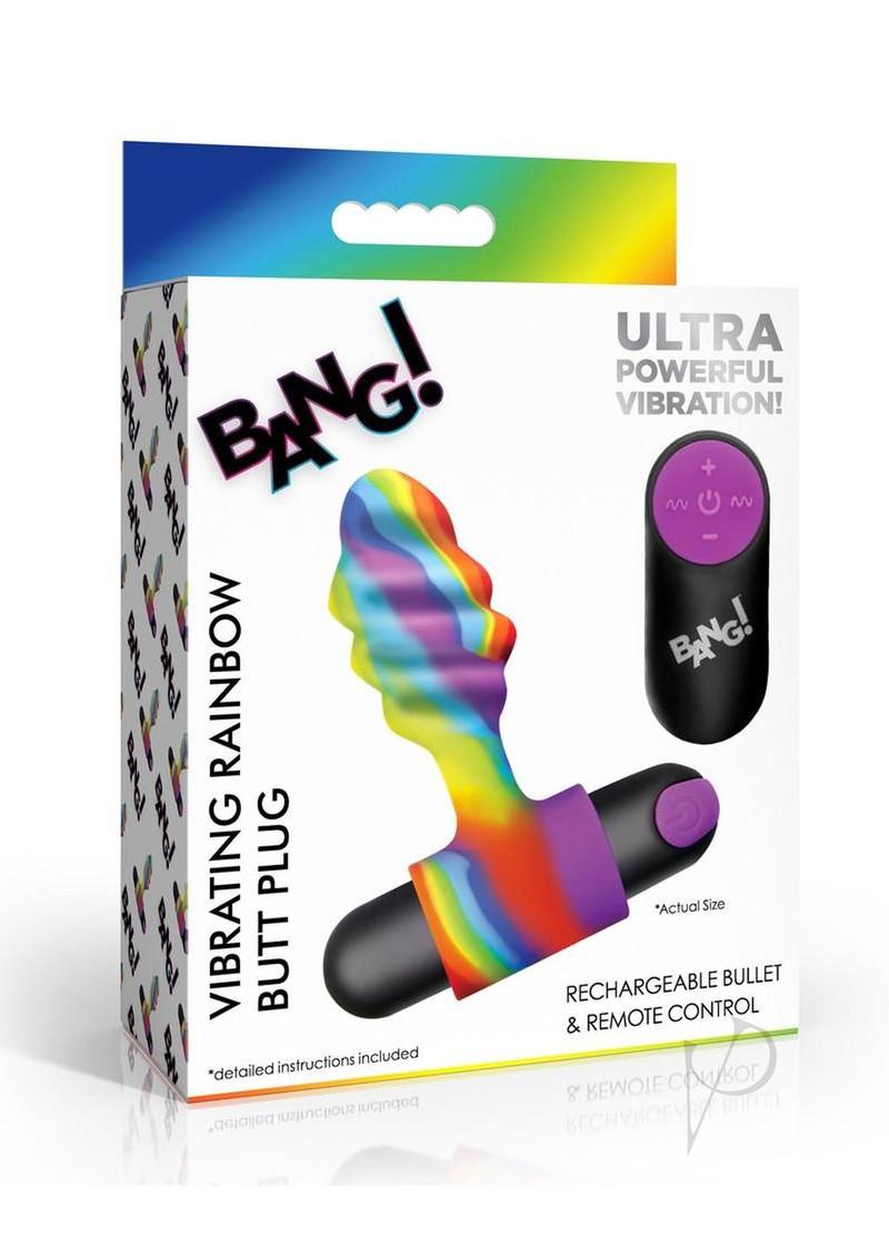 Bang Vibrating Rainbow Butt Plug Silicone Rechargeable