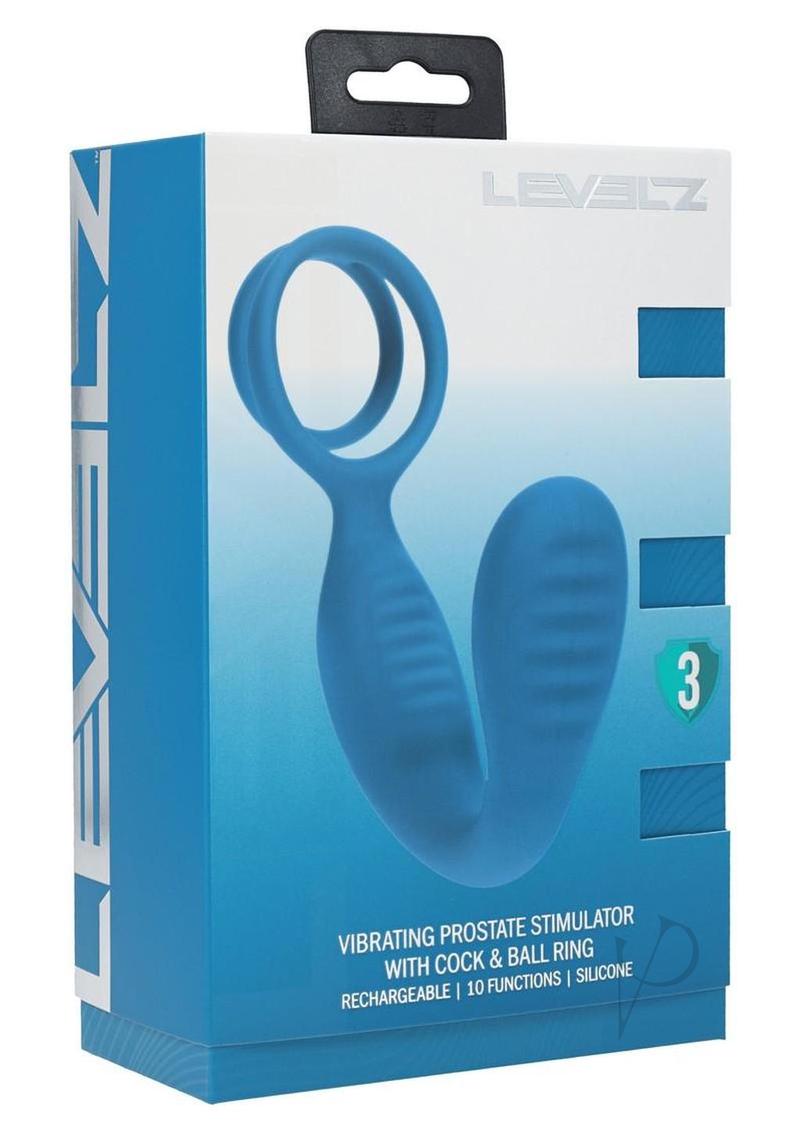 Levelz Vibrating Silicone Rechargeable Prostate Stimulator with Cock & Ball Ring - Teal