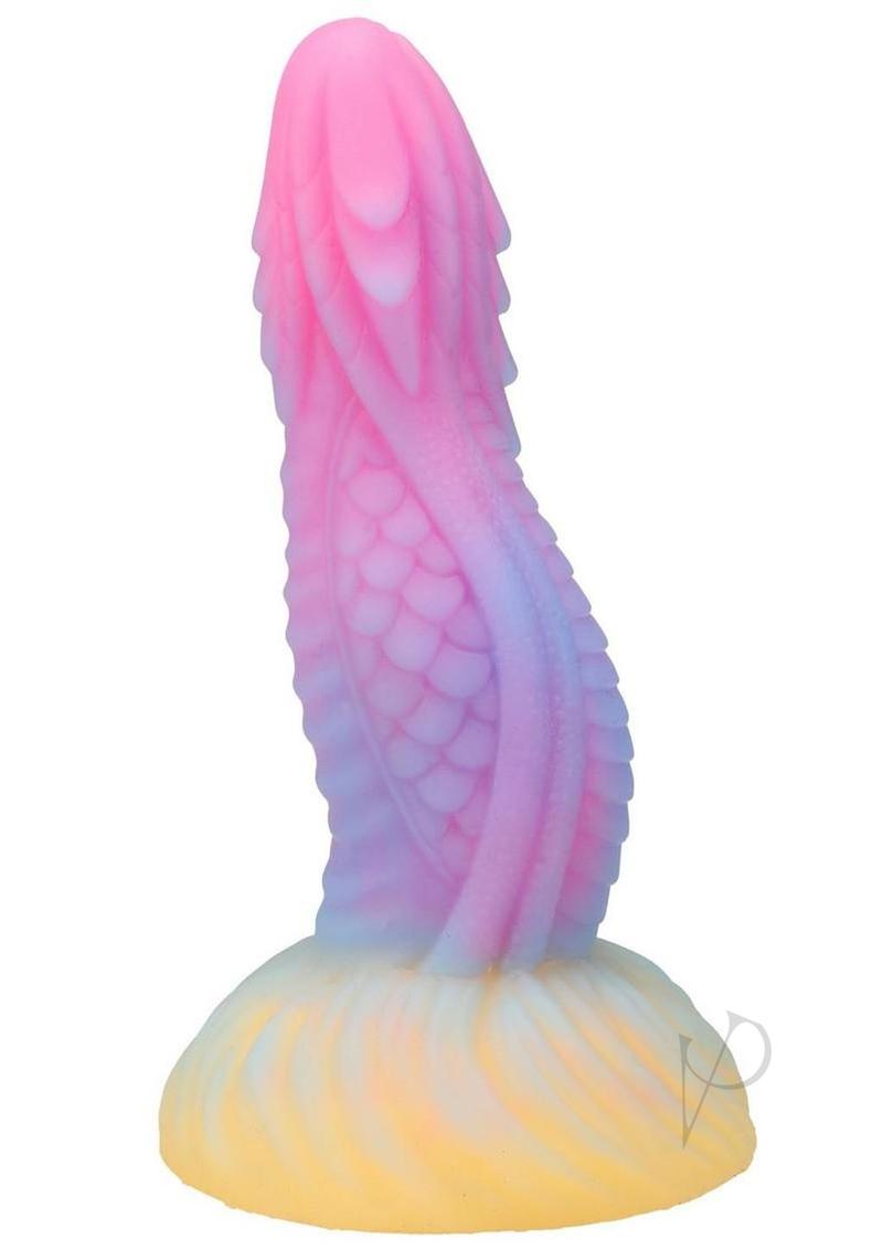 Vac-U-Lock Fantasy Fuckers Dragon's Tongue Glow in the Dark Silicone Dildo - Multicolor