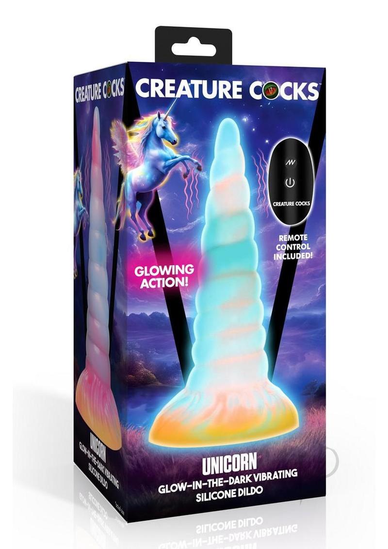 Creature Cocks Unicorn Glow-in-the-Dark Vibrating Rechargeable Silicone Dildo