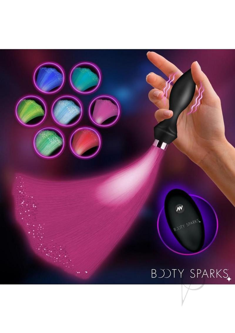 Booty Sparks Vibrating Silicone Optical Fiber Rechargeable Butt Plug with Remote Control