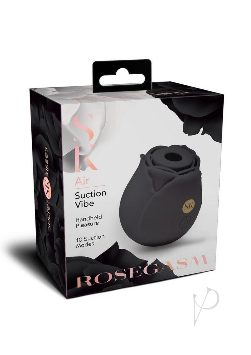 Secret Kisses Rosegazm Air Rechargeable Silicone Clit Stimulator-Black Rose