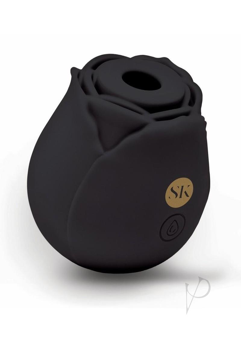 Secret Kisses Rosegazm Air Rechargeable Silicone Clit Stimulator-Black Rose