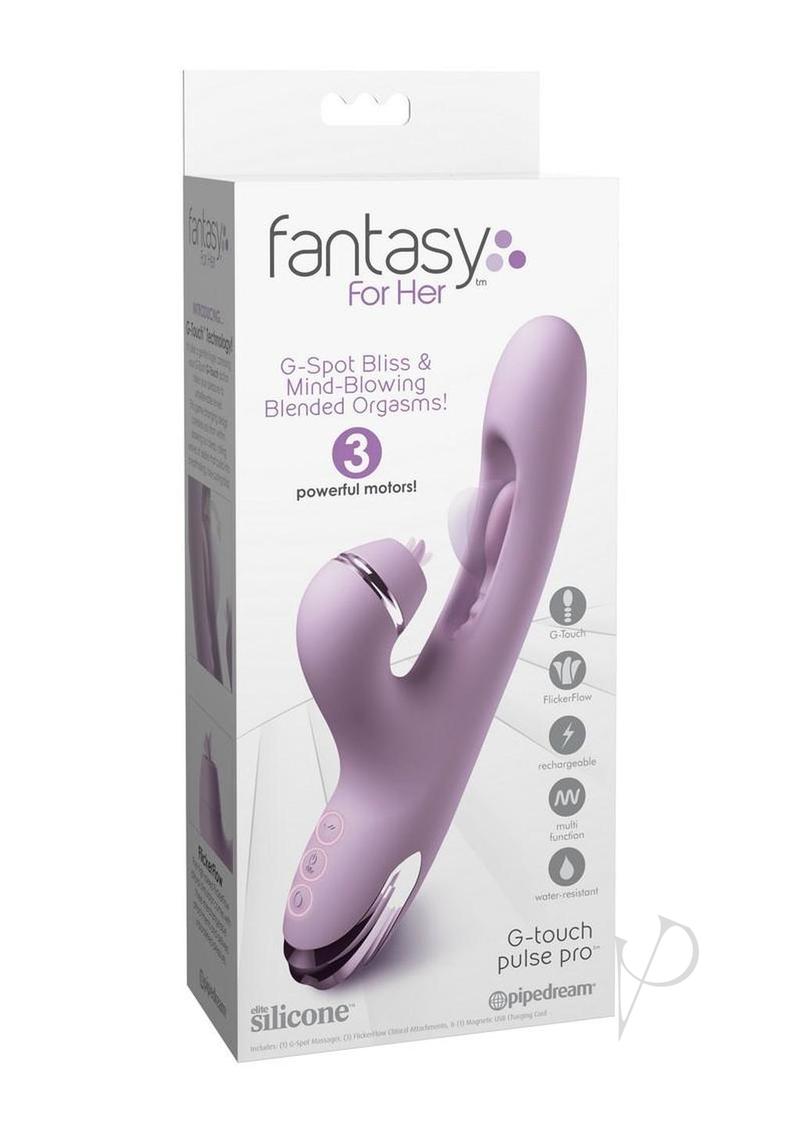 Fantasy for Her G-Touch Pulse Pro Rechargeable Silicone Rabbit Vibrator with Clitoral Stimulator