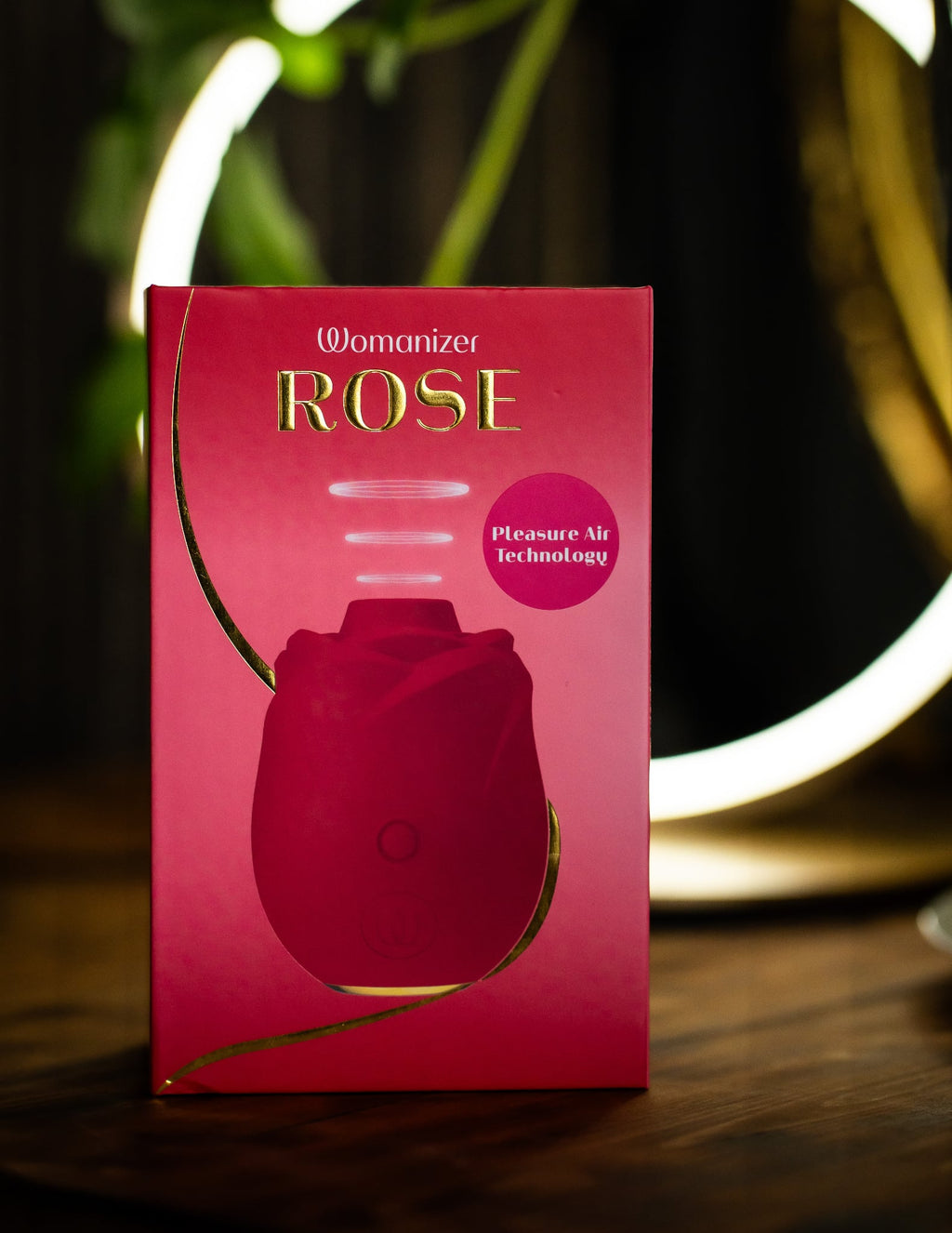 Womanizer Rose Rechargeable Silicone Air Pulse Clitoral Vibrator - Red/Gold