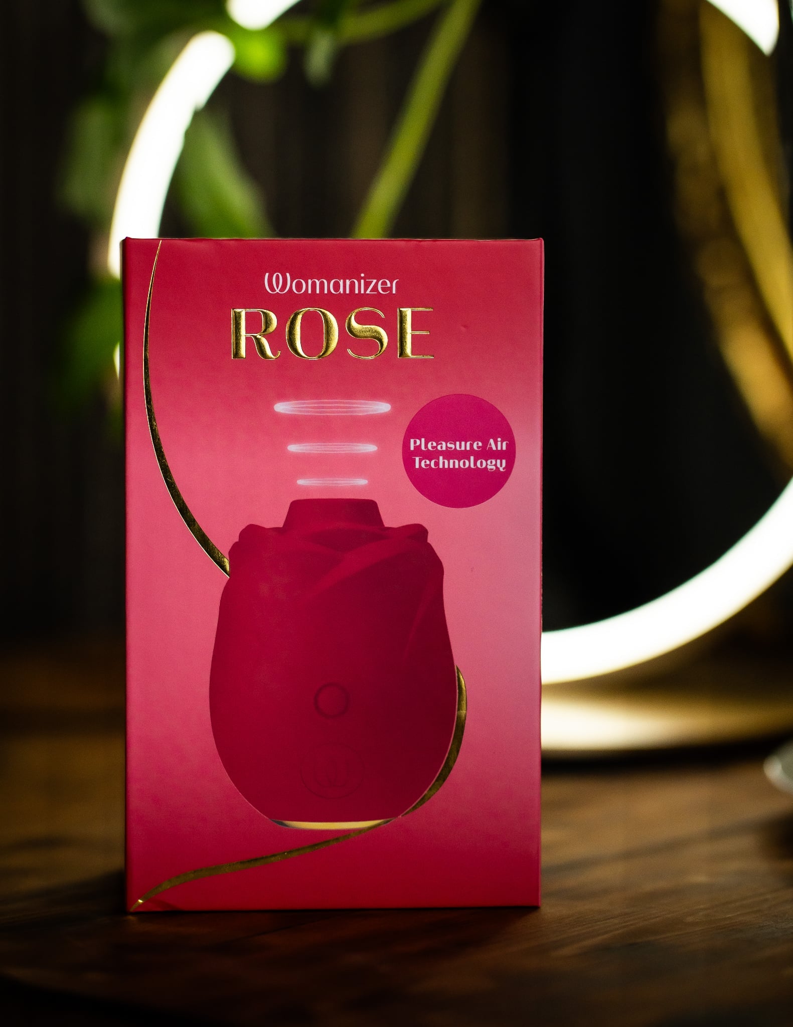 Womanizer Rose Rechargeable Silicone Air Pulse Clitoral Vibrator - Red/Gold